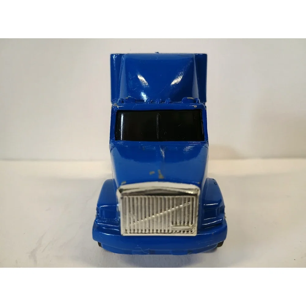 Vtg Ertl Blue Volvo Semi Truck Plainfield Trucking Lowboy Trailer Diecast